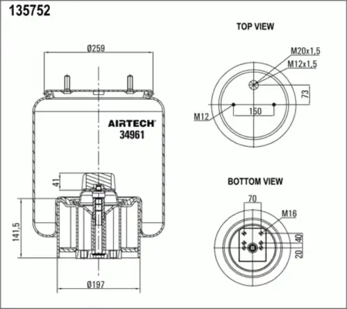 Пневмоподушка AIRTECH 34961KPP