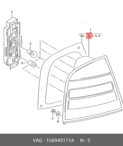 Фонарь задний VAG 1U6945111A