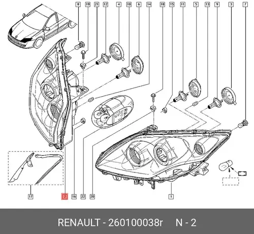 Фара RENAULT 260100038R