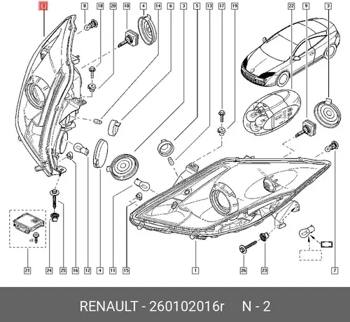 Фара RENAULT 260102016R
