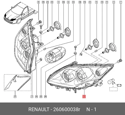 Фара RENAULT 260600038R