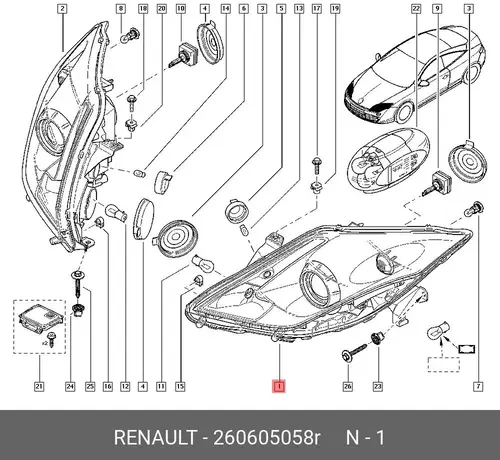 Фара RENAULT 260605058R