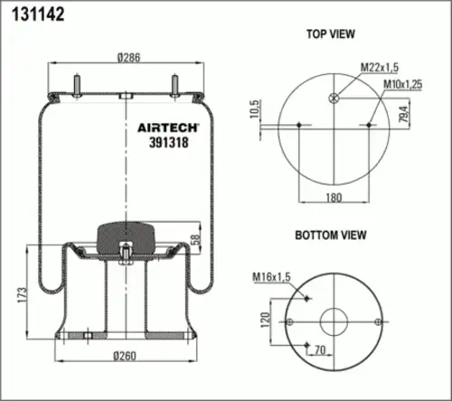 Пневмоподушка AIRTECH 391318K