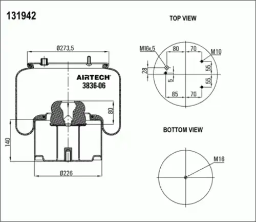 Пневмоподушка AIRTECH 3836-06K