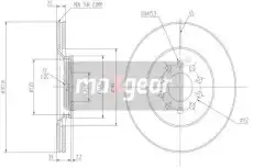 Тормозной диск MAXGEAR 190760 вентилируемый , передняя ось