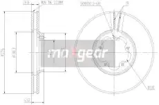 Тормозной диск MAXGEAR 190814 вентилируемый передняя ось