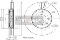 Тормозной диск MAXGEAR 192856 вентилируемый , передняя ось