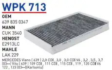 Салонный фильтр WUNDER WPK713