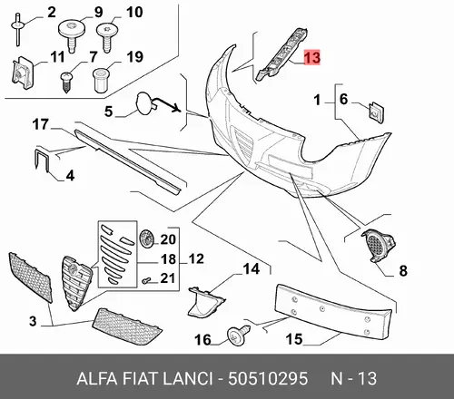 Кронштейн бампера левый 50510295 ALFA ROMEO