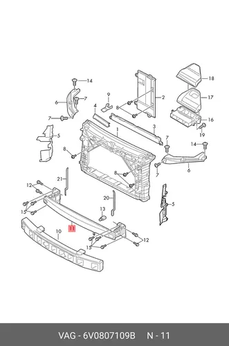 Усилитель бампера VAG 6V0807109B
