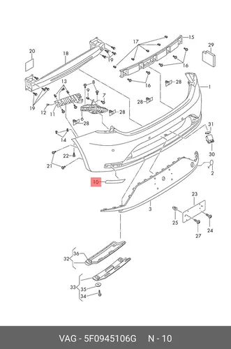 Отражатель 5F0945106G VAG