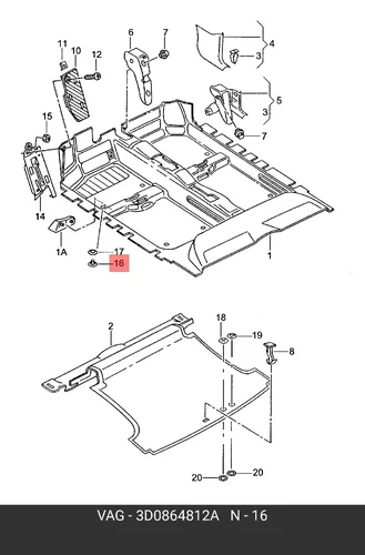 пистон ковриков 3D0864812A VAG