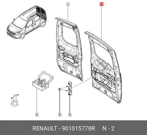 901015778R ДВЕРЬ ЗАДН ЛЕВ РАСПАШН RENAULT