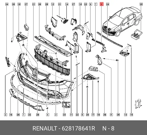 кронштейн дефлектора! левый\ Renault 628178641R