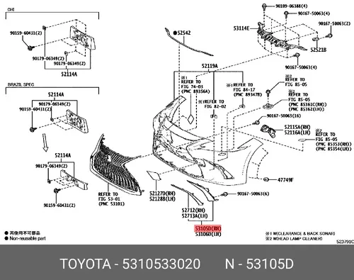  GARNISH SUB-ASSY, RA 5310533020 TOYOTA / LEXUS