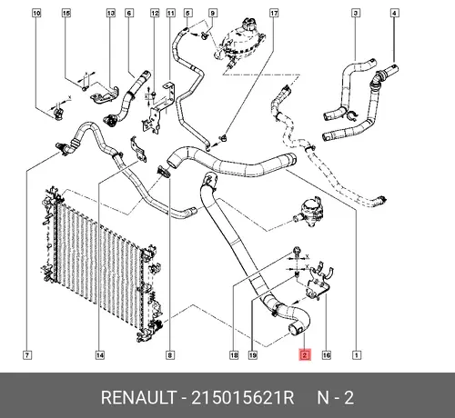 215015621R Патрубок радиатора ДВС RENAULT