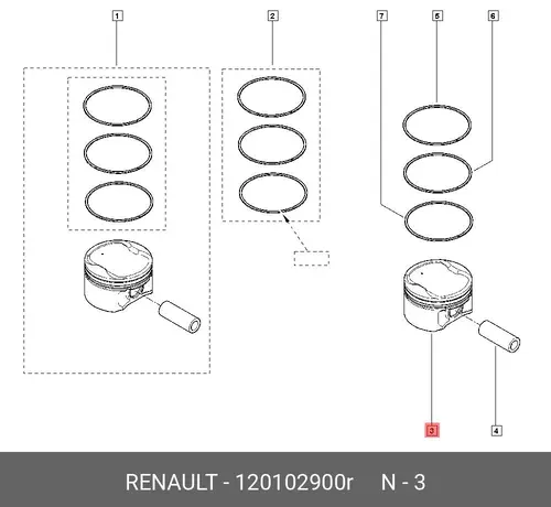 ПОРШЕНЬ ДВС (МЕТ) 120102900R RENAULT