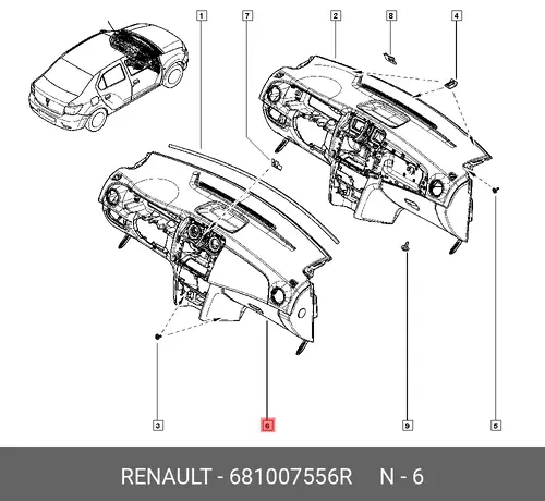 681007556R Панель приборов Renault Logan II 2016-