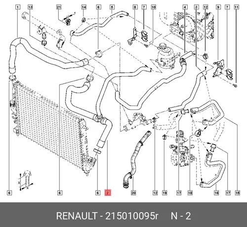 патрубок радиатора!\ Renault 215010095R