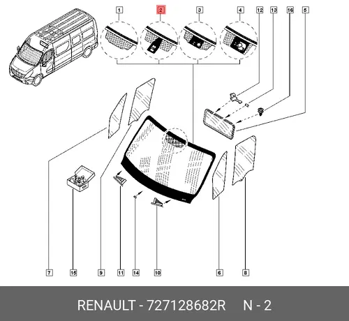 СТЕКЛО ВЕТРОВОЕ 727128682R RENAULT