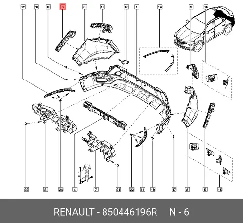  СУППОРТ ЗАДНЕГО БАМП 850446196R RENAULT