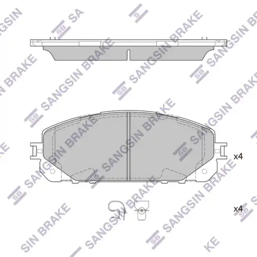 Тормозные колодки дисковые передняя ось SANGSIN SP4008A