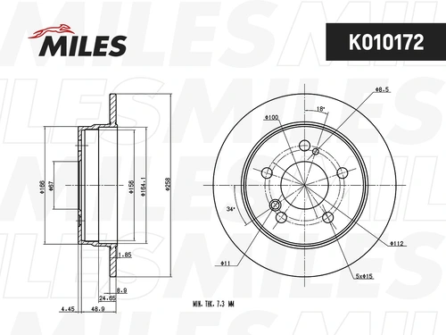 Тормозной диск MILES K010172