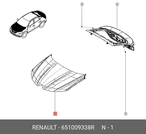 651009338R КАПОТ RENAULT