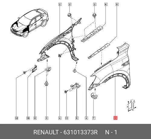 Крыло RENAULT 631013373R