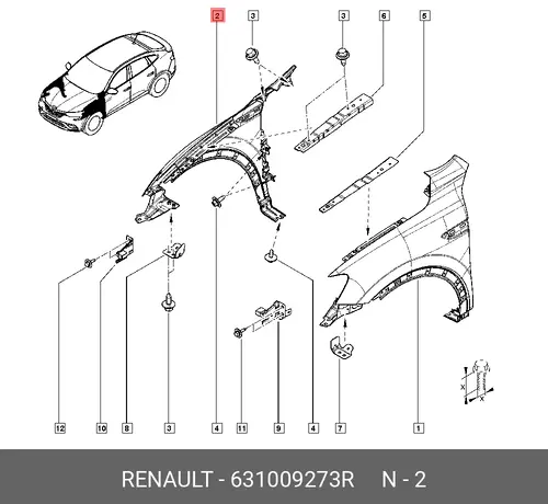 Крыло RENAULT 631009273R