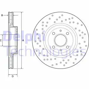 Тормозной диск DELPHI BG4943C вентилируемый , передняя ось