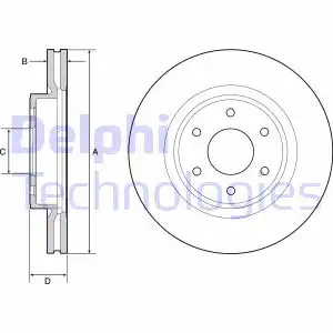 Тормозной диск DELPHI BG4941 вентилируемый , передняя ось