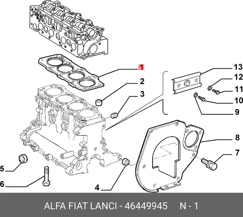 Прокладка ГБЦ LANCIA 46449945