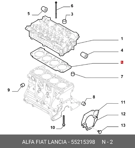 Прокладка ГБЦ LANCIA 55215398