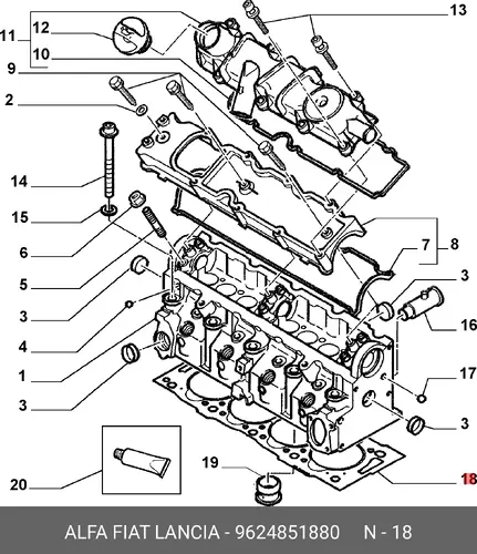 Прокладка ГБЦ LANCIA 9624851880