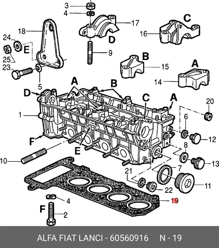 Прокладка ГБЦ LANCIA 60560916