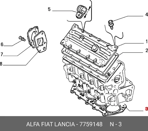 Прокладка ГБЦ LANCIA 7759148