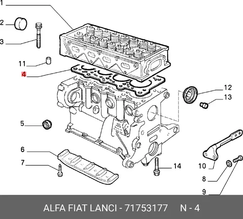 Прокладка ГБЦ LANCIA 71753177
