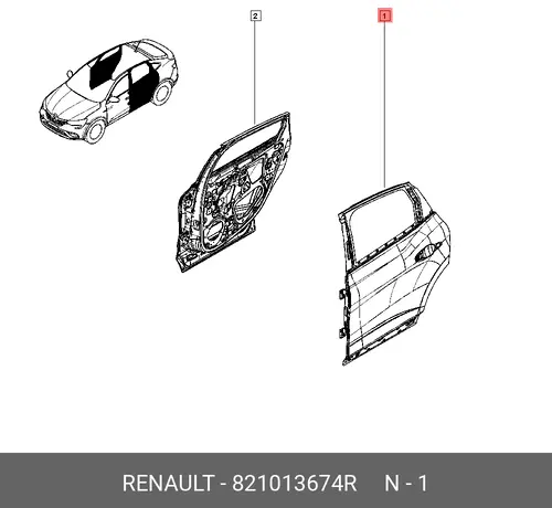ДВЕРЬ ЗАД ЛЕВАЯ 821013674R RENAULT