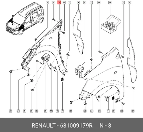 Крыло RENAULT 631009179R