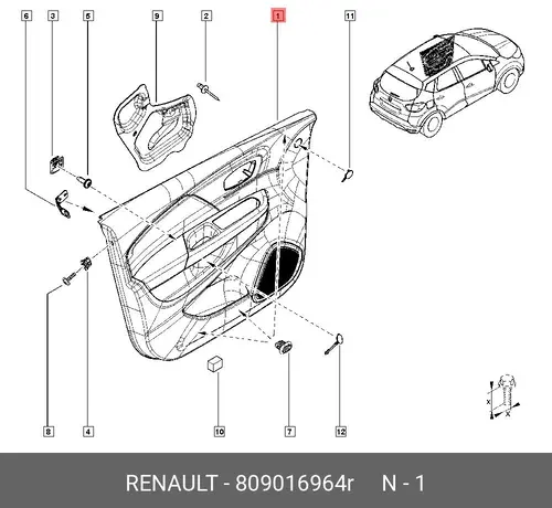 ОБШИВКА ДВЕРИ ПЕР ПР 809016964R RENAULT