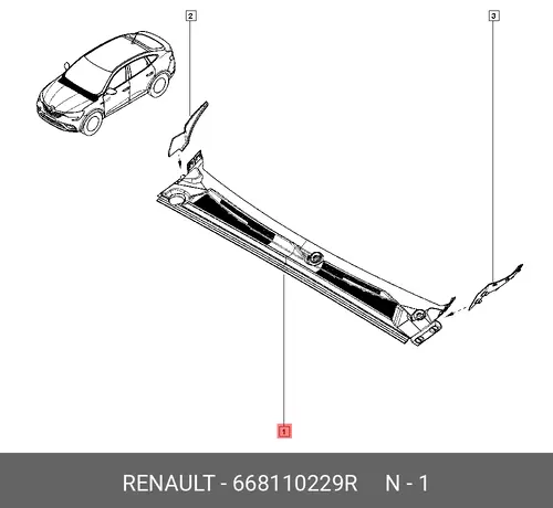 Решетка бампера RENAULT 668110229R