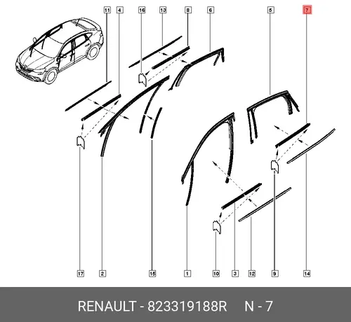Уплотнитель двери RENAULT 823319188R