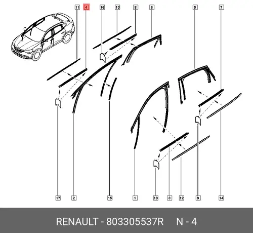 Уплотнитель двери RENAULT 803305537R