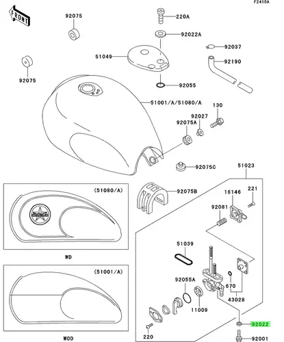 WASHER,PLAIN,6MM \ Шайба, 6мм 92022183 KAWASAKI