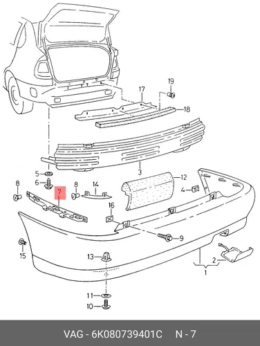 Кронштейн бампера 6K080739401C VAG