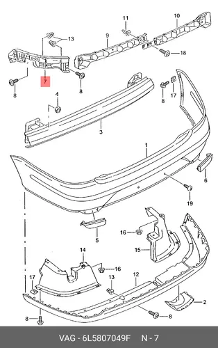 Кронштейн бампера 6L5807049F VAG