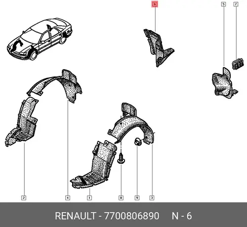 Подкрылок RENAULT 7700806890