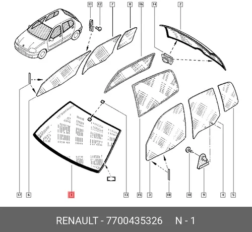 СТЕКЛО ЛОБОВОЕ 7700435326 RENAULT