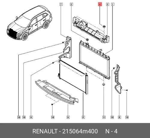 УПОР РАДИАТОРА (РЕЗ) 215064M400 RENAULT